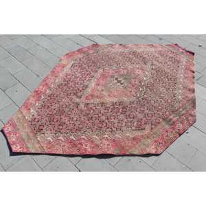 พรมวินเทจขนาด 5.6x8.1 ฟุต พรมตุรกีขนาดใหญ่ พรมลายจุดสีน้ำตาลแดง - Product Image 3