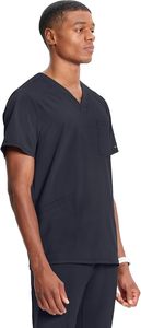 เสื้อสครับคอวีทรงอินฟินิตี้ของผู้ชายมีขอบด้านหลังถักผ้าแคนวาสชุดพยาบาล - Product Image 5