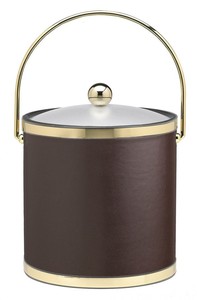 Cubo de hielo de diseño de lujo con tapa para restaurante y bar, cubo de hielo de cuero moderno de Color negro y marrón, cubos de forma redonda - Product Image 4