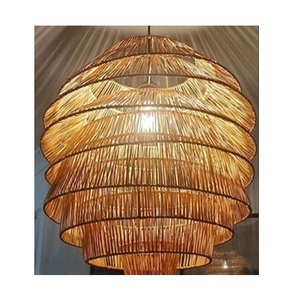 Lámpara de mimbre tejida a mano, moderna, decorativa, marrón, para techo - Product Image 1