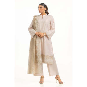 Conjunto de Traje Bordado de 3 Piezas en Papel y Algodón para Mujer IUSTKSD-824 - Product Image 5