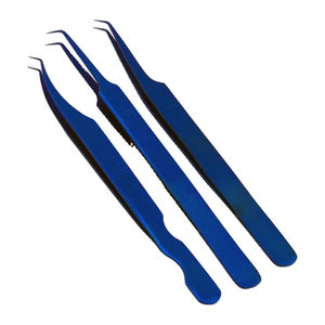 Pinces à cils de qualité supérieure Kaamir Instruments, en acier inoxydable, anti-magnétiques, à pointe lisse, 10 mm, pour l'application d'extensions de cils - Product Image 5