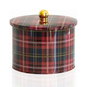 Ekose 2.9L Metal round Canister with Knob Handle 400ml Capacity Dry Food Storage for Kitchen Cooking 175x130mm Plaid Design - Product Image 1