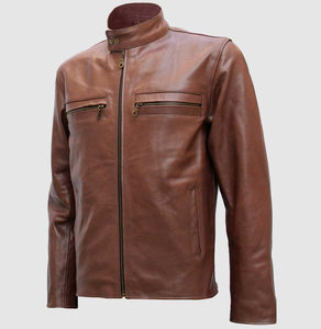 2026 couleur en cuir véritable moto vestes OEM unisexe en cuir veste Slim Fit Stand dessin animé imperméable écologique en relief - Product Image 2
