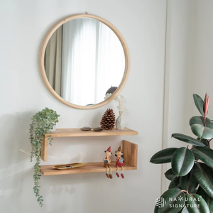 Espejo de Pared Redondo Moderno, Decoración Minimalista para el Hogar, Dormitorio, Baño, Entrada, Muebles de Madera Duraderos y Elegantes de Malasia para Exportación - Product Image 3