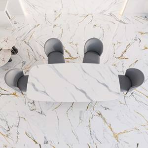 Mesa de Centro Moderna para Sala de Estar con Cubierta de Mármol y Estructura de Acero Inoxidable - Product Image 4