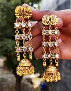 Cao Cấp Fusion <span class=keywords><strong>Kundan</strong></span> Bông Tai Cho Phụ Nữ Và Cô Gái Thanh Lịch Tuyên Bố Giọt Cho Đám Cưới, Lễ Hội Và Hàng Ngày Glam Bộ Sưu Tập Mới - Product Image 2