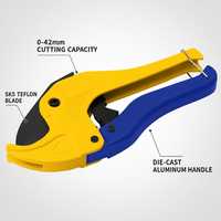 Cortador de Tubos de PVC con Trinquete, Herramienta para Cortar Tubos de Plástico de 0-42 mm, para Instalaciones de Plomería