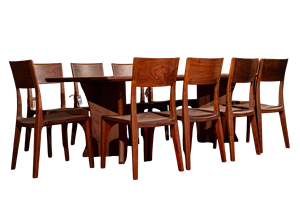 Juego de mesa de comedor de madera de nogal maciza de lujo para 10 personas Juego de comedor rectangular moderno de mediados de siglo Muebles para el hogar de PU Apartamento - Product Image 3