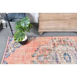 Vintage Orange Beige Wool <b>Rug</b> 3.6 X 7.5 ft Turkish Classic Large Area Patchwork Design for <b>Bedroom</b> Rectangle Hallway Latex - Product Image 5