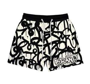 Short de fitness en maille avec impression par sublimation graphique personnalisé pour hommes 100% polyester confortable ceinture élastique décontracté numérique - Product Image 1