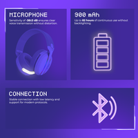 Casque sans fil Proove Gaming Glimmer pour PC, PS4, PS5, téléphone Android/iOS. Casque de jeu vidéo avec basses métalliques, casque de jeu pour jeux vidéo
