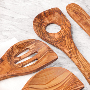 Juego de Cucharas de Cocina de Madera de Olivo, Estilo Vintage, Hechas a Mano, Utensilios de Cocina con Mango Largo, Ecológicas, para Remover y Servir, Venta al Por Mayor - Product Image 2