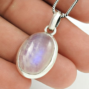 จี้925มูนสโตนสีรุ้งธรรมชาติสีน้ำเงินเข้มจี้เงินทำมือน้ำหนักเบา100% เครื่องประดับขายส่ง - Product Image 6