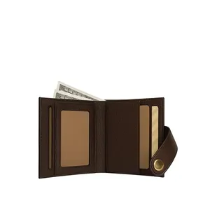 Premium Dark Brown Bi Fold Leather Wallet With <b>Tag</b> Window Wholesale - Product Image 2