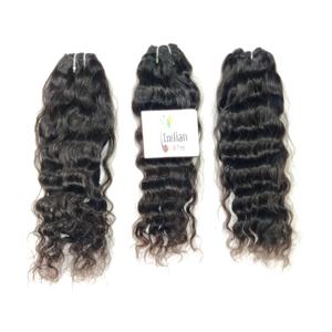 Extensiones de Cabello Humano Indio de Templo 100% Remy, Ondulado, Sin Procesamiento Químico, Sin Trenzado, Color Negro Natural - Product Image 4