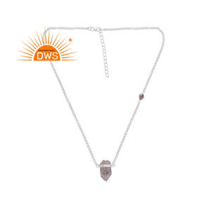 สร้อยคอจี้เพชรเฮอร์คิเมอร์ธรรมชาติทำจากเงินสเตอร์ลิงคุณภาพดีผลิตได้ตามต้องการ - Product Image 1