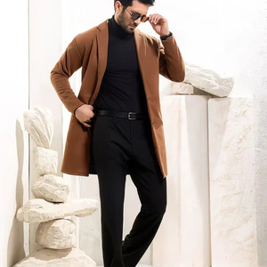 Manteau long en laine tendance pour homme, élégant, classique, manteau d'hiver de qualité supérieure, écologique, coupe élégante pour la mode quotidienne et formelle - Product Image 1
