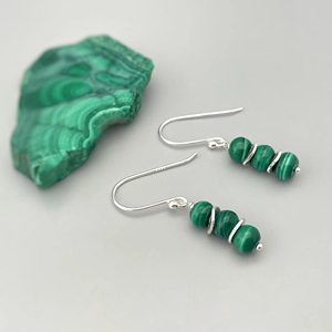 Nuevo diseño malaquita piedra preciosa Boho plata esterlina verde pendiente joyería al por mayor en línea piedra preciosa 925 pendiente de plata esterlina - Product Image 1