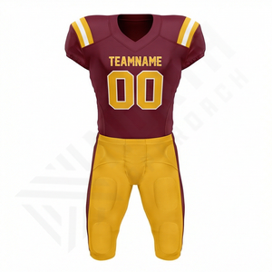 Ensemble de maillot de football américain personnalisé à col en V pour club de jeunes, en tissu polyester, imprimé par sublimation, compression, performance - Product Image 1
