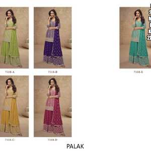 Costume Sharara Plazo avec dupatta à franges, col rond, manches trois quarts, longue robe ethnique Anarkali, costume de mariage Punjabi brodé - Product Image 6