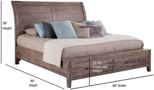 Woodcrafters Diseño tradicional Aurora Desgastado Gris Madera King Sleigh Cama de almacenamiento con estilo de panel - Product Image 4