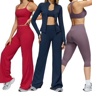 Conjunto de ropa de Yoga para fitness Alta elasticidad Ropa de fitness de secado rápido Correr Deportes Gimnasio Conjunto de color sólido - Product Image 1