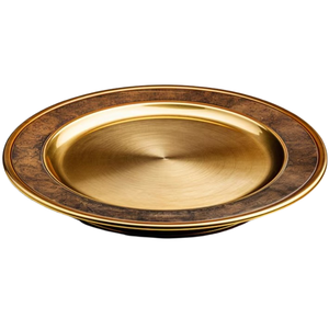 Plateau rond en laiton plaqué, design élégant, plateau de service en métal, plateau élégant pour boissons et en-cas, à des fins décoratives - Product Image 1