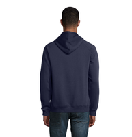Sudadera con Capucha Azul Marino Vegana de Corte Regular, Ecológica, 100% Algodón Orgánico Sostenible, Jersey de Invierno, Forrada, con Estampado Bordado
