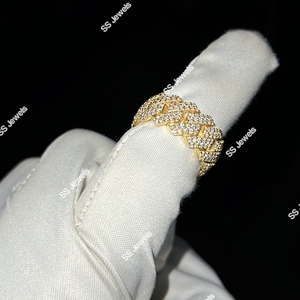 Anillo de Boda de Oro Sólido de 10K con Diamante VVS CVD de Corte Brillante, Estilo Cubano para Hombre, Unisex, Moderno, Cultivado en Laboratorio, Estilo Hip Hop - Product Image 4