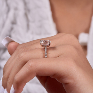Hidden Halo 4.55 Carat Coussin Allongé Coupe Moissanite Anneau D Couleur Solitaire Coussin Moissanite Anneau De Mariée pour les Femmes - Product Image 3