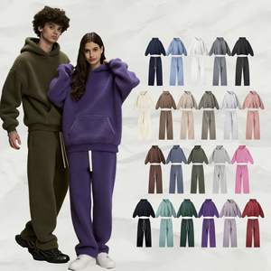 Hoogwaardige unisex plus size hoodie set, effen kleur, aangepast logo, casual 2-delige outfit voor heren - Product Image 1