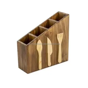 新型木制厨房用具套装霍尔登球童，木质抛光饰面餐具镶嵌设计四个隔间，用于组织