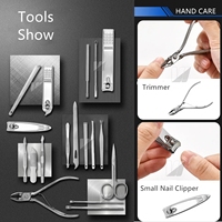 Kit de manucure et pédicure professionnel 20-en-1 en acier inoxydable, comprenant un ensemble de coupe-ongles pour hommes et femmes, étui de voyage, couleur personnalisée