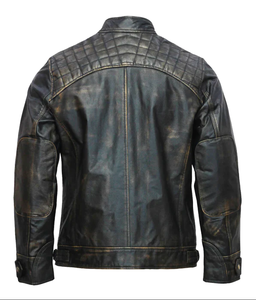 Chaqueta de motorista de moda informal de alta calidad, chaqueta de moto de invierno transpirable con capucha de estilo clásico de cuero genuino personalizada - Product Image 5