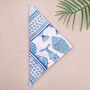 Pañuelo de Algodón Estampado a Mano, Estilo Bohemio Azul, para Hombre y Mujer - Product Image 4