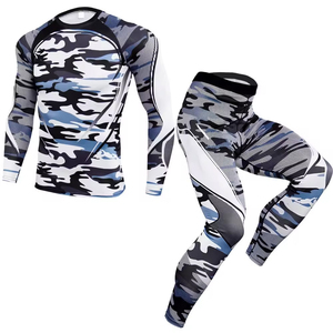 Wholesale Lightning Compression Men's <b>T</b>-<b>shirts</b> And Leggings Set Long Sleeve Printed Gym Training MMA Fitness Sportswear <b>Suit</b> - Product Image 4