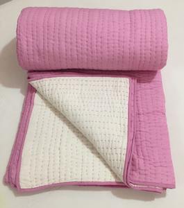 Colcha de algodón 100% con punto de mano, colcha teñida a mano, Reversible, color rosa claro, para King y Queen - Product Image 3