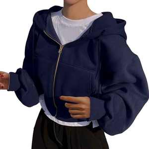 Unisexe Logo personnalisé respirant coupe-vent écologique pleine fermeture éclair polaire brodé à capuche hiver Hip Hop style en gros solide - Product Image 4