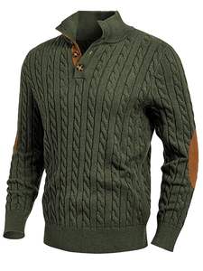 Pull décontracté d'hiver pour homme, col boutonné, anti-froissement, 50% coton acrylique - Product Image 6