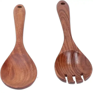 Ensemble d'ustensiles de cuisine en bois de teck faits à la main de qualité supérieure cuillère et bols en bois naturel fabriqués en Inde pour la cuisine par l'artisanat en croissant - Product Image 6