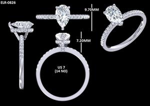 Joyería de lujo de oro blanco sólido de 14k, anillo de boda con halo oculto de diamante cultivado en laboratorio de 1 quilate con corte en forma de pera para mujer, joyería de oro blanco. - Product Image 6