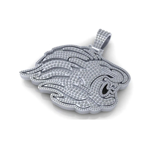 Collar con Colgante de Plata de Ley 925 con Diseño de Cara de León Rugiente, Estilo Hip Hop, con Diamantes de Moissanita, Chapado en Rodio - Product Image 1