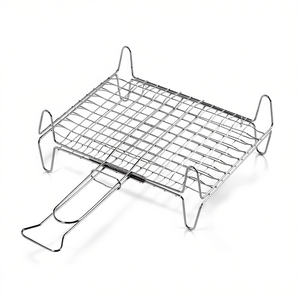 Polished Chrome A12737 Double <b>Mesh</b> Barbecue <b>Grill</b> with Steel Feet 37x27cm - Product Image 2