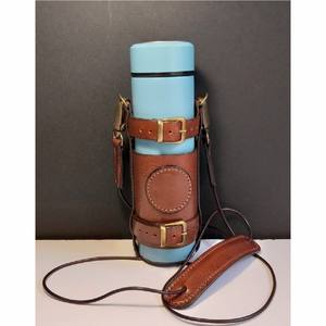 Porte-bouteille en cuir pleine fleur artisanal, style vintage, à accrocher à la ceinture, étui pour bouteille d'eau, luxe équestre et voyage en plein air - Product Image 6