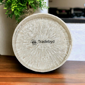 Elegante Bandeja Móvil Moderna con Incrustaciones de Nácar de Tradebyd, Bandeja Decorativa Hecha a Mano de Primera Calidad para Uso Doméstico - Product Image 3