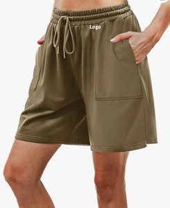 Short de survêtement en coton coupe skinny pour femme Short de salon de course athlétique d'été décontracté avec cordon de serrage à la taille et aux poches - Product Image 5