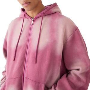 Very Stylish Two Piece <b>Jogger</b> Shorts Set Acid Wash Sun Faded Long Sleeve Men's Zipper Hoodies <b>Oversized</b> Shorts Tracksuit Set - Product Image 3