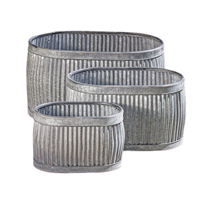 Ensemble de jardinières galvanisées au design avantageux, lot de 3 pots de différentes tailles et formes, de qualité supérieure, pour une vente à chaud - Product Image 1