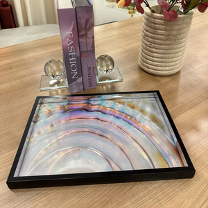 Venta directa de fábrica, bandeja de servicio de vidrio moderna personalizada para el hogar, hoteles, cocina, mesa, Navidad, gran oferta, bandejas decorativas - Product Image 1